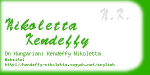 nikoletta kendeffy business card